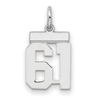 Number 61 Charm in Sterling Silver, 20mm - Sophia Jewelers