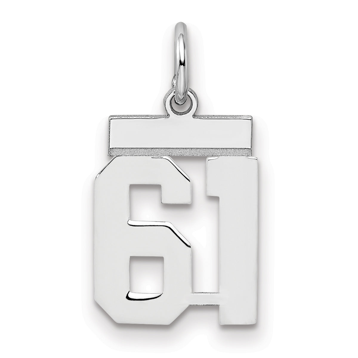 Number 61 Charm in Sterling Silver, 20mm - Sophia Jewelers