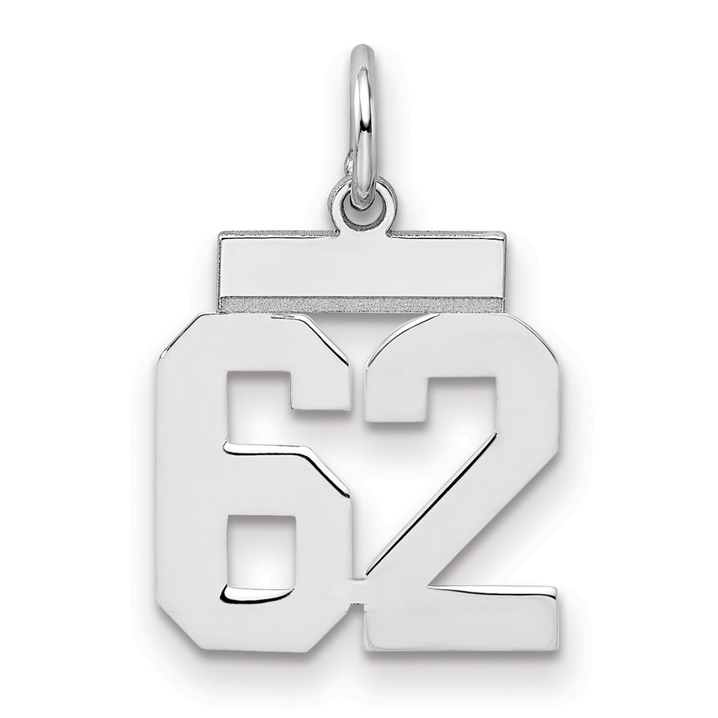 Number 62 Charm in Sterling Silver, 20mm - Sophia Jewelers