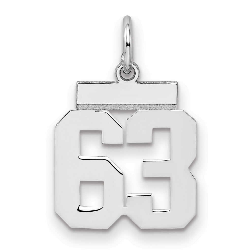 Number 63 Charm in Sterling Silver, 20mm - Sophia Jewelers