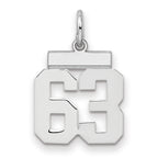 Number 63 Charm in Sterling Silver, 20mm - Sophia Jewelers