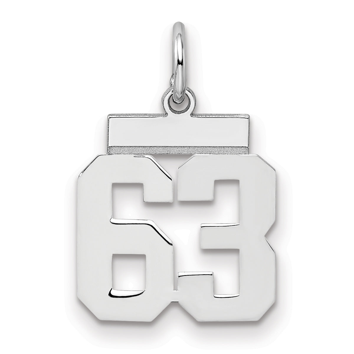Number 63 Charm in Sterling Silver, 20mm - Sophia Jewelers