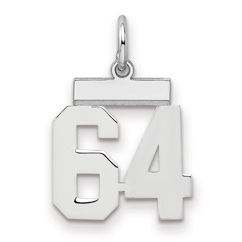 Number 64 Charm in Sterling Silver, 20mm - Sophia Jewelers
