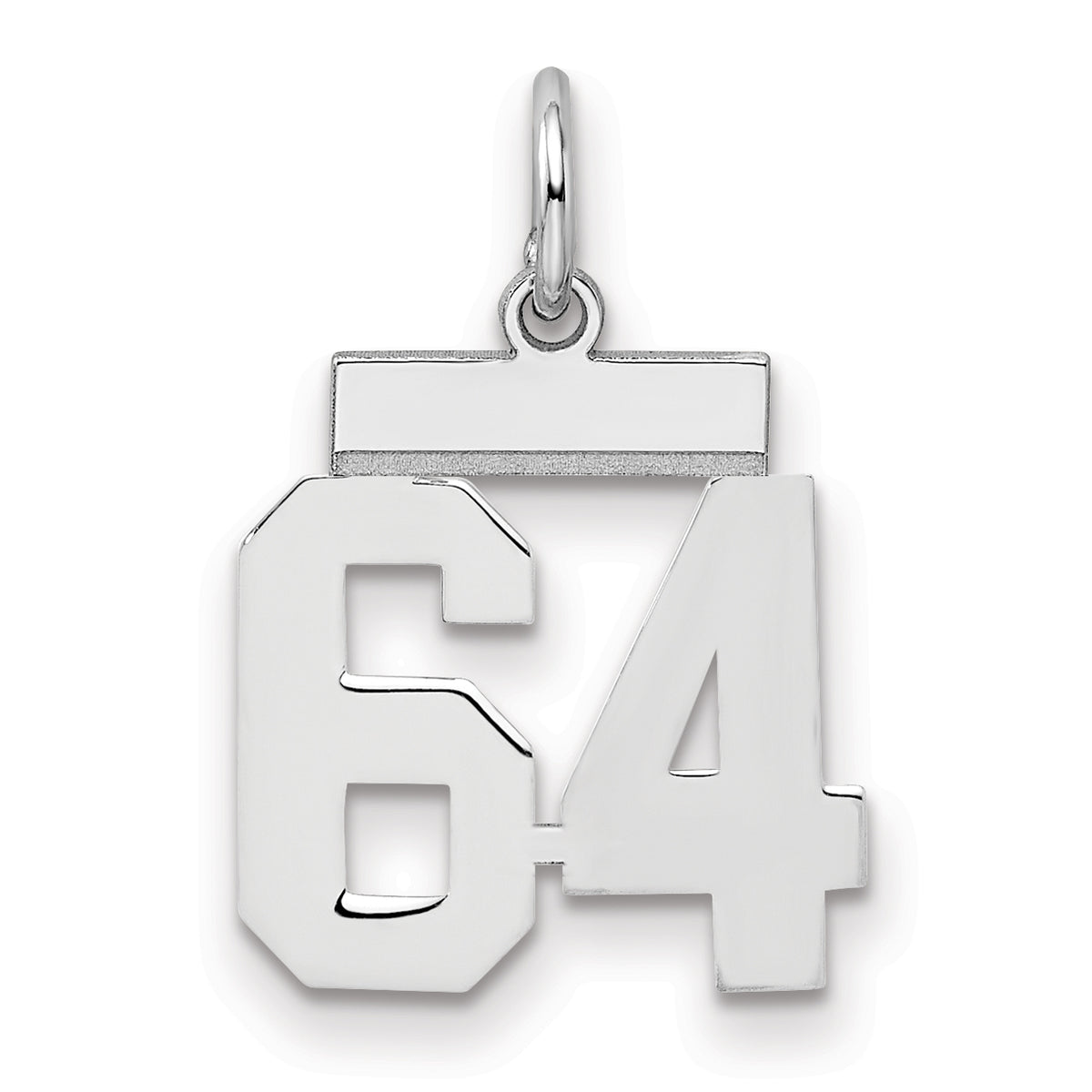 Number 64 Charm in Sterling Silver, 20mm - Sophia Jewelers