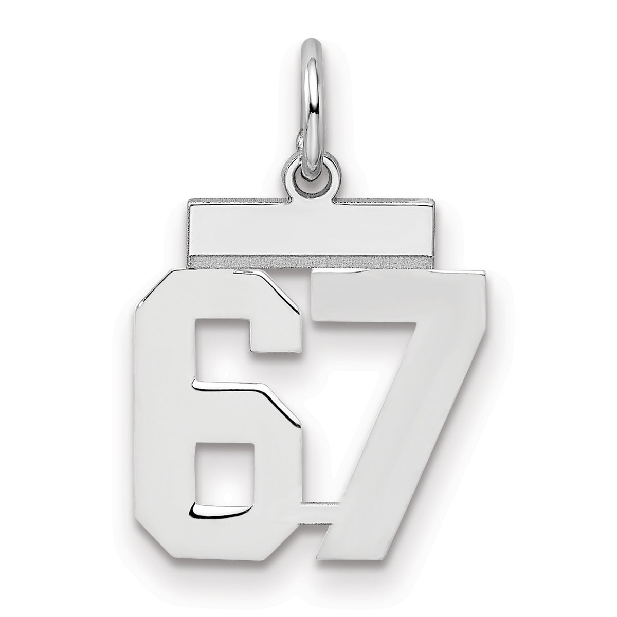 Number 67 Charm in Sterling Silver, 20mm - Sophia Jewelers