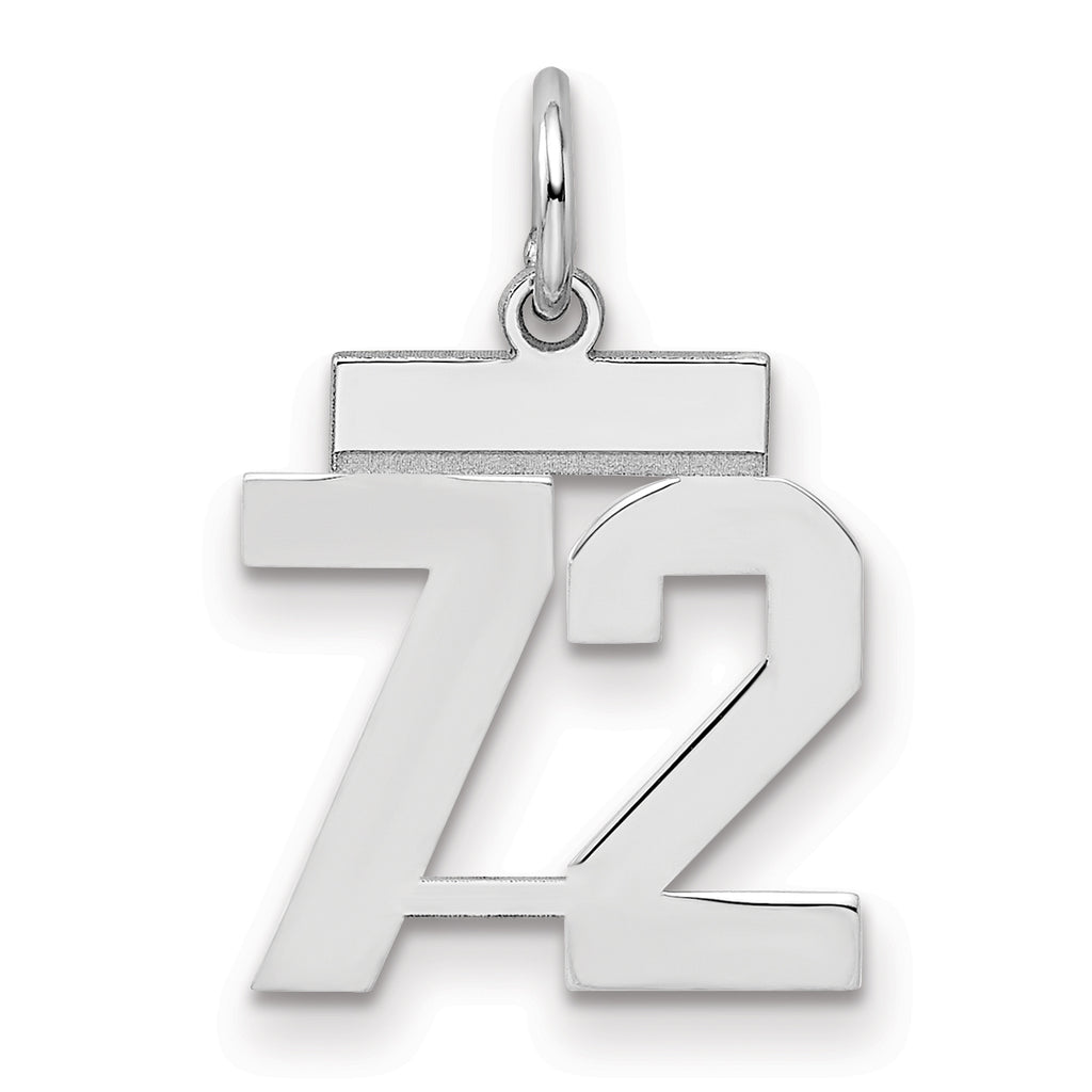Number 72 Charm in Sterling Silver, 20mm - Sophia Jewelers