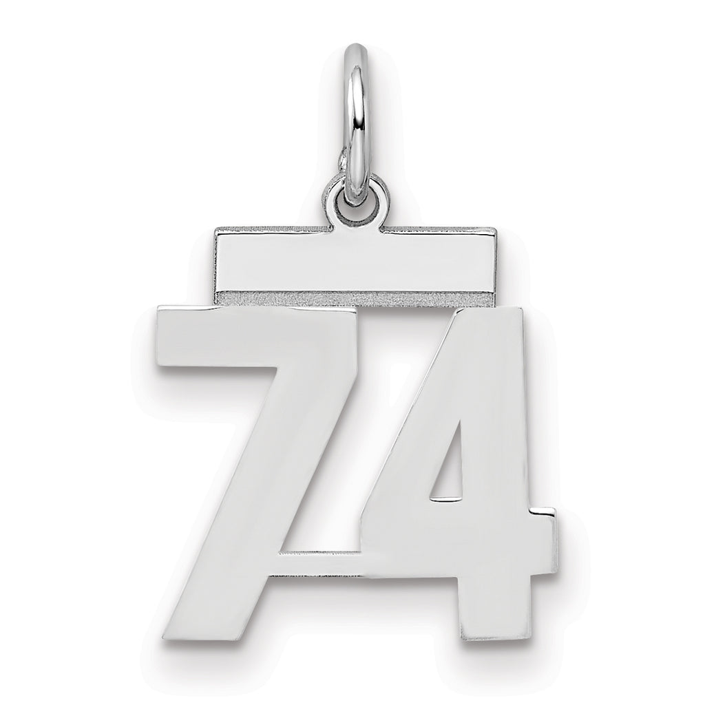 Number 74 Charm in Sterling Silver, 20mm - Sophia Jewelers