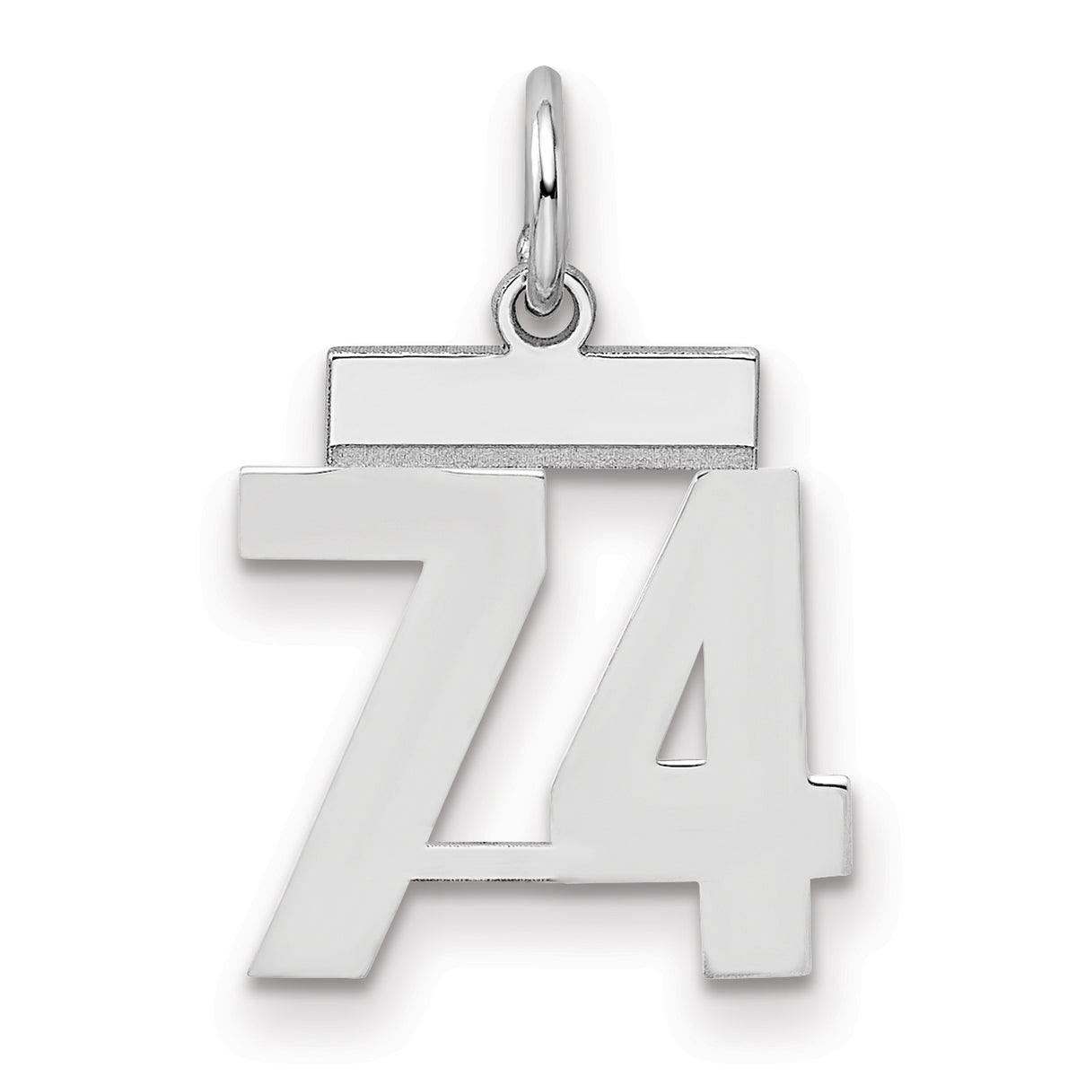 Number 74 Charm in Sterling Silver, 20mm - Sophia Jewelers