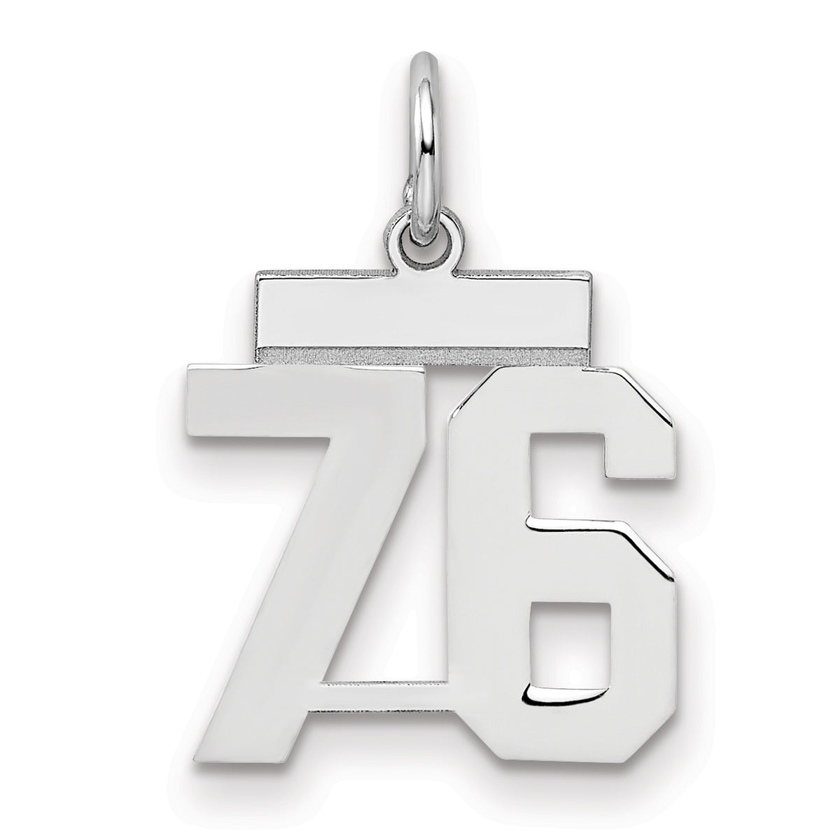 Number 76 Charm in Sterling Silver, 20mm - Sophia Jewelers