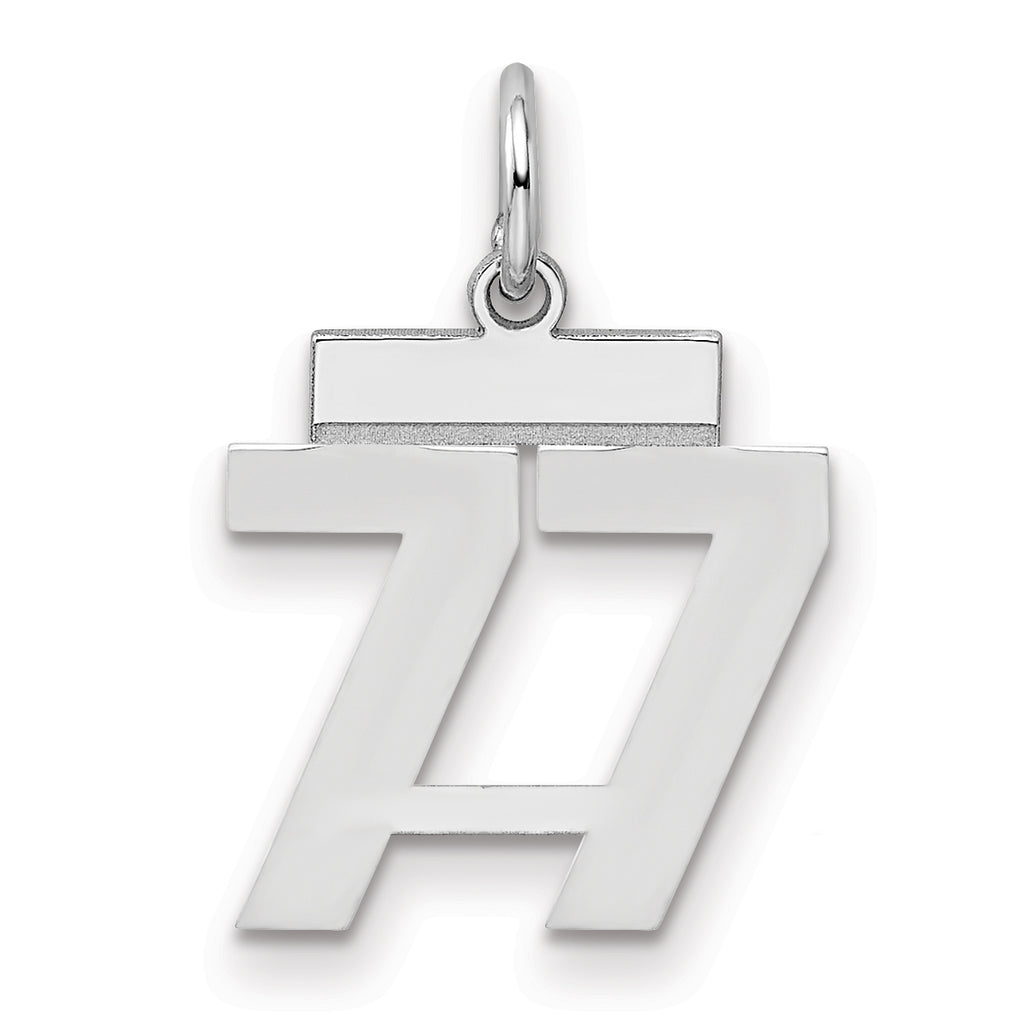 Number 77 Charm in Sterling Silver, 20mm - Sophia Jewelers