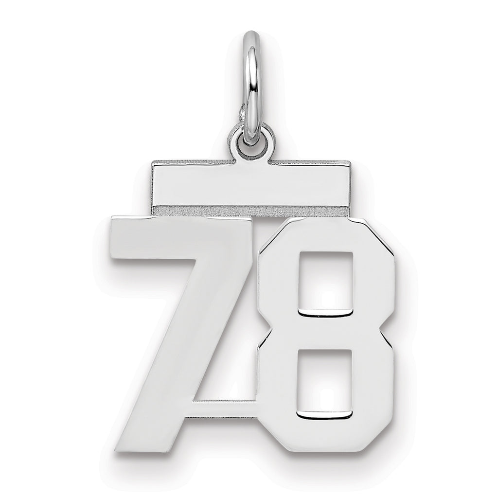 Number 78 Charm in Sterling Silver, 20mm - Sophia Jewelers
