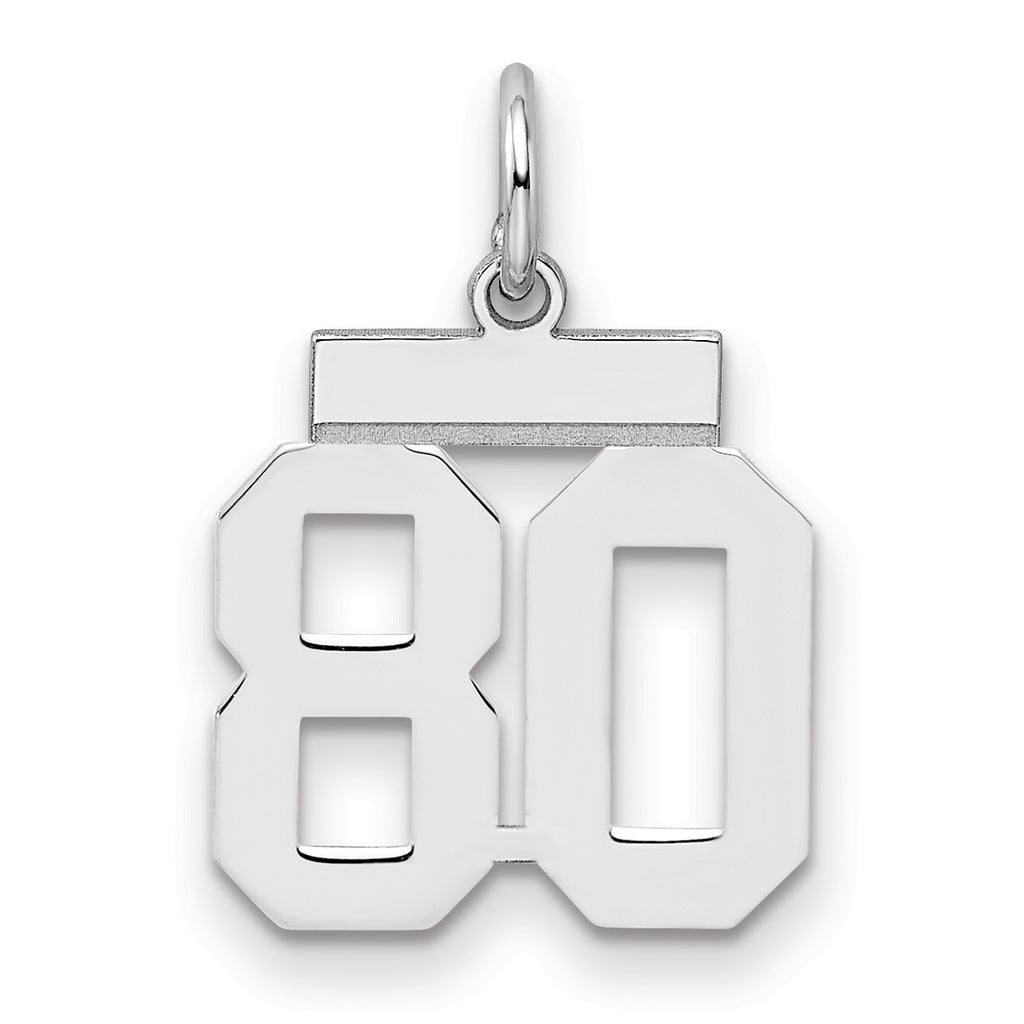 Number 80 Charm in Sterling Silver, 20mm - Sophia Jewelers