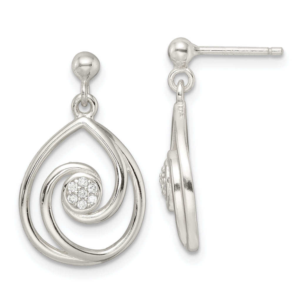 Sterling Silver CZ in Teardrop Pendant and Earrings Set