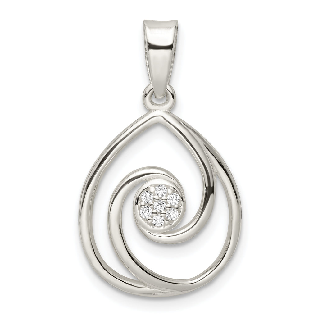 Sterling Silver CZ in Teardrop Pendant and Earrings Set