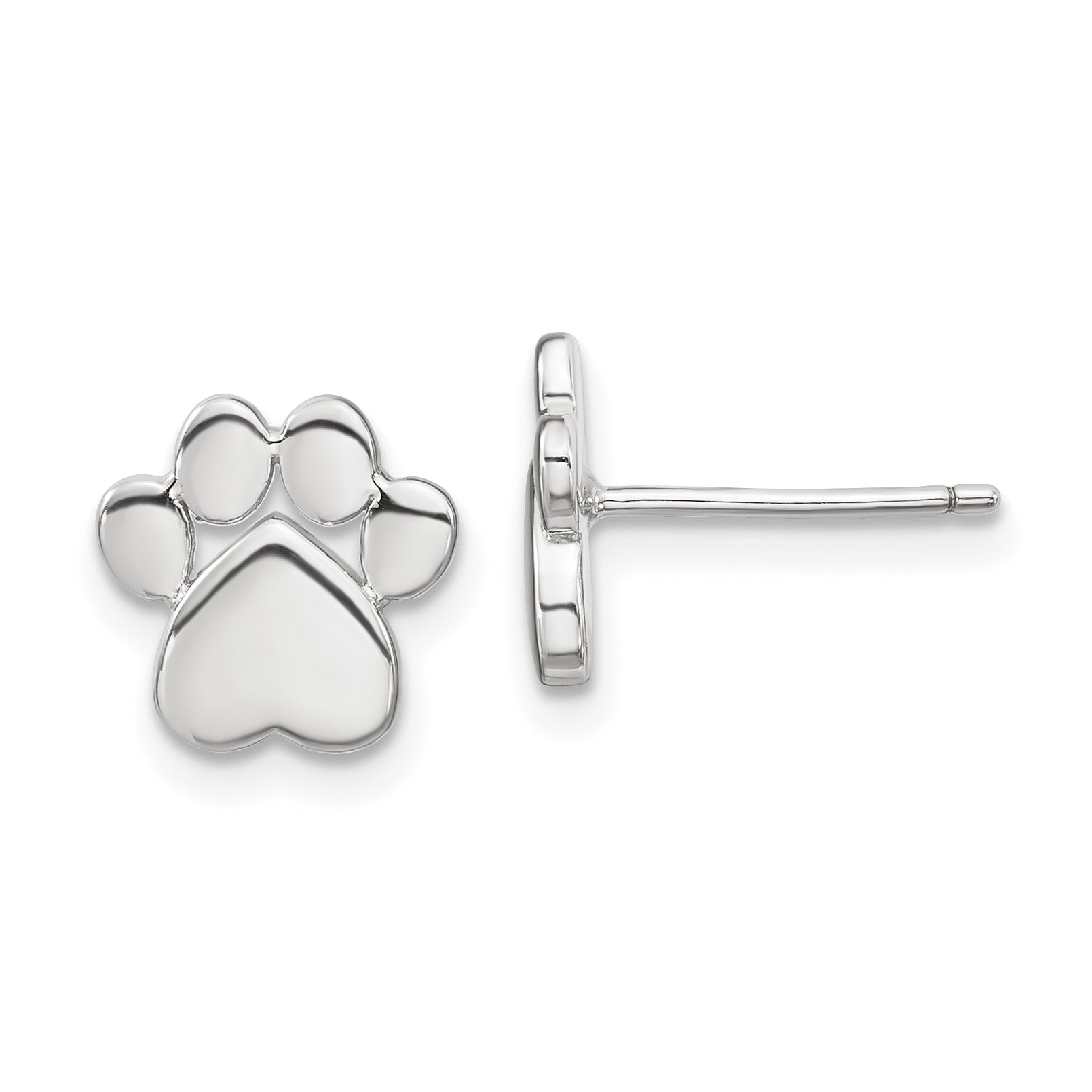Sterling Silver RH-plated Paw Print w/2 in ext. Post Earring Necklace Set Secondary image
