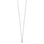 Sterling Silver Polished Pink Bezel Set CZ Children's 14in Necklace and Stud Earrings Set