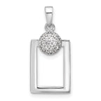 Sterling Silver RH-plated Micro Pave CZ Rectangle Earrings and Pendant Set