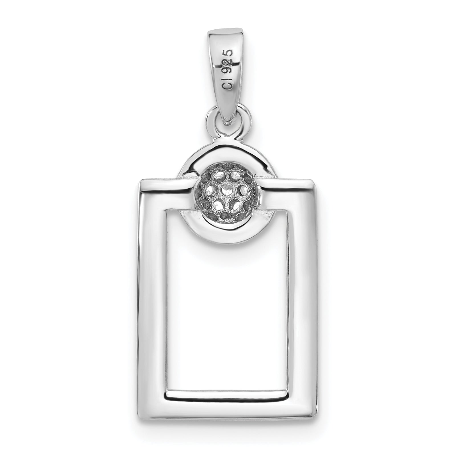 Sterling Silver RH-plated Micro Pave CZ Rectangle Earrings and Pendant Set