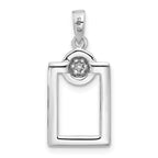 Sterling Silver RH-plated Micro Pave CZ Rectangle Earrings and Pendant Set