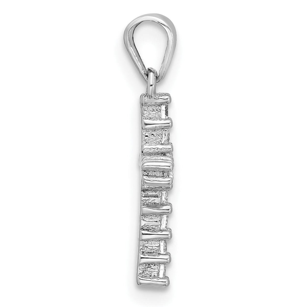 Sterling Silver Rhodium-plated CZ Cross Post Earrings and Pendant Set Secondary image