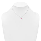 Sterling Silver Polished Pink Enamel Open Heart Childrens 14 inch Necklace and Post Earrings Set