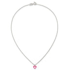Sterling Silver Polished Pink Enamel Open Heart Childrens 14 inch Necklace and Post Earrings Set