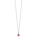 Sterling Silver Polished Red and Black Enameled Ladybug Childrens 14 inch Necklace and Post Earrings Set