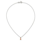 Sterling Silver Rose-tone White CZ Star Childrens 14 inch Necklace and Post Earrings Set