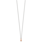 Sterling Silver Rose-tone White CZ Star Childrens 14 inch Necklace and Post Earrings Set