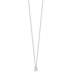 Sterling Silver Polished White CZ Angel Childrens 14 inch Necklace and Post Earrings Set