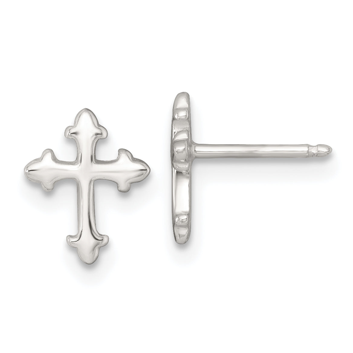 Sterling Silver Polished Cross Childrens 14 inch Necklace and Post Earrings Set Secondary image