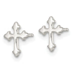 Sterling Silver Polished Cross Childrens 14 inch Necklace and Post Earrings Set