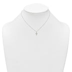 Sterling Silver Polished Cross Childrens 14 inch Necklace and Post Earrings Set