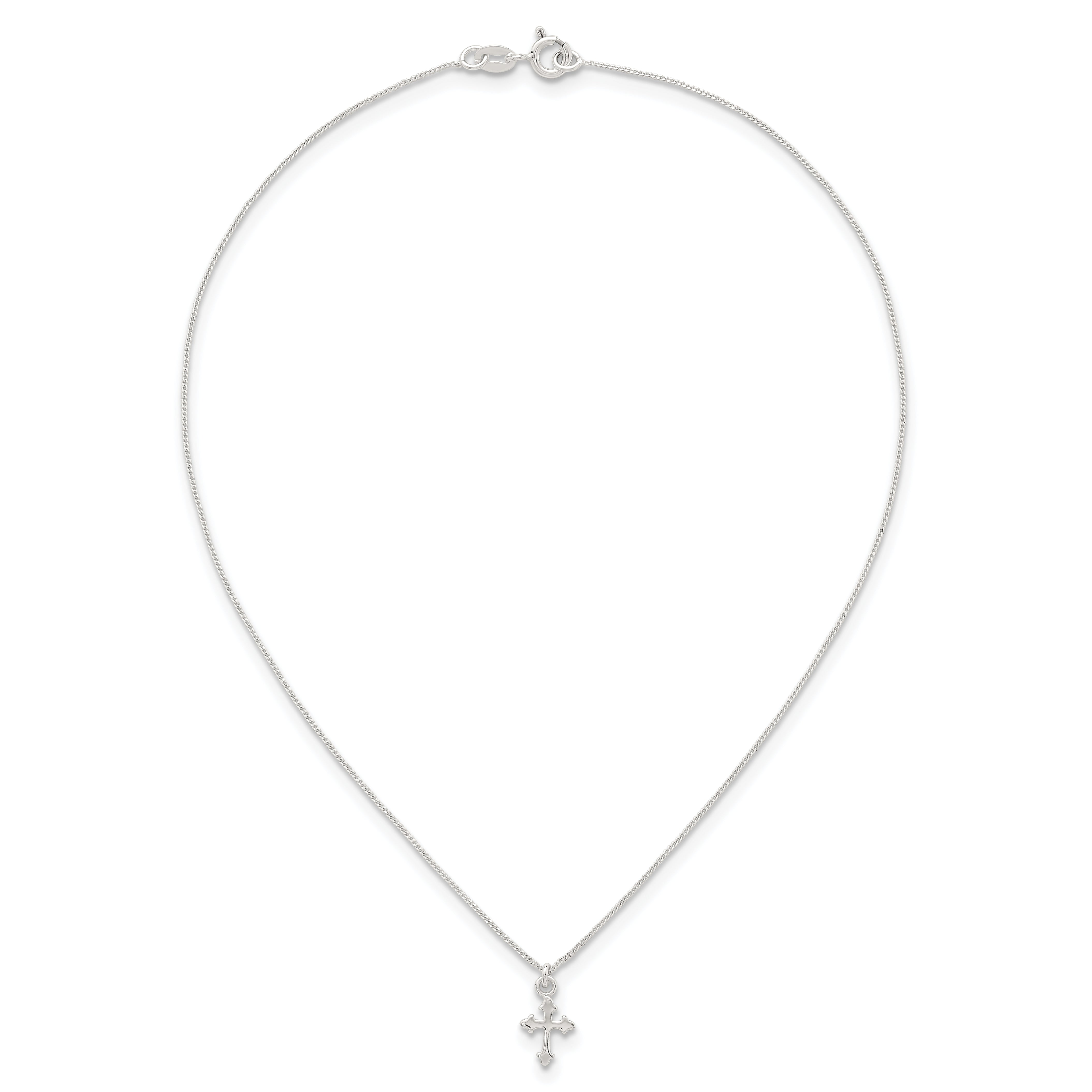 Sterling Silver Polished Cross Childrens 14 inch Necklace and Post Earrings Set
