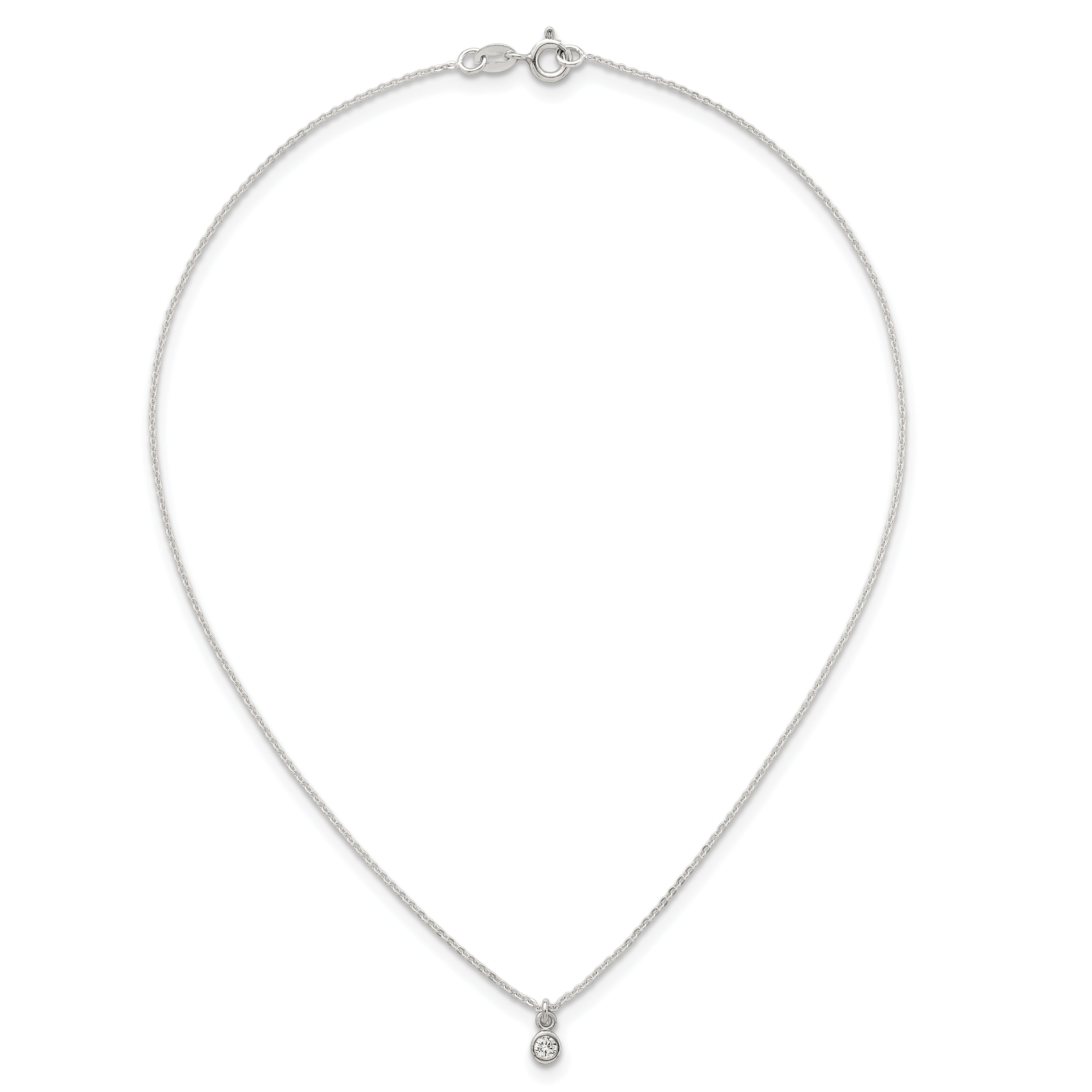 Sterling Silver Polished 4mm White CZ Childrens 14 inch Necklace and Post Earrings Set