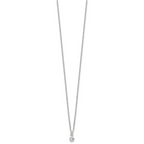 Sterling Silver Polished 4mm White CZ Childrens 14 inch Necklace and Post Earrings Set