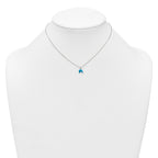 Sterling Silver Polished Blue and Black Enameled Dolphin Childrens 14 inch Necklace and Post Earrings Set