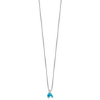 Sterling Silver Polished Blue and Black Enameled Dolphin Childrens 14 inch Necklace and Post Earrings Set