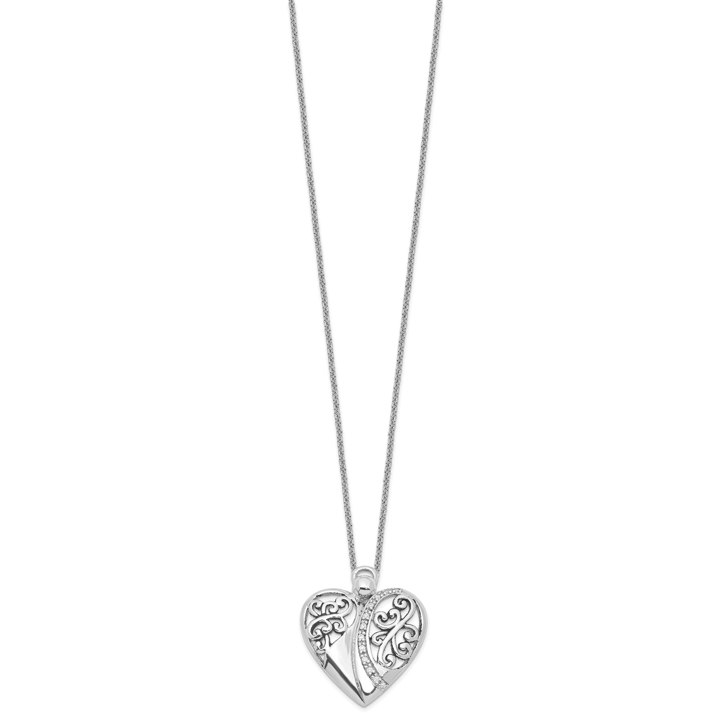 Sentimental Expressions Sterling Silver Rhodium-plated CZ Antiqued 18in Angel of Love Necklace