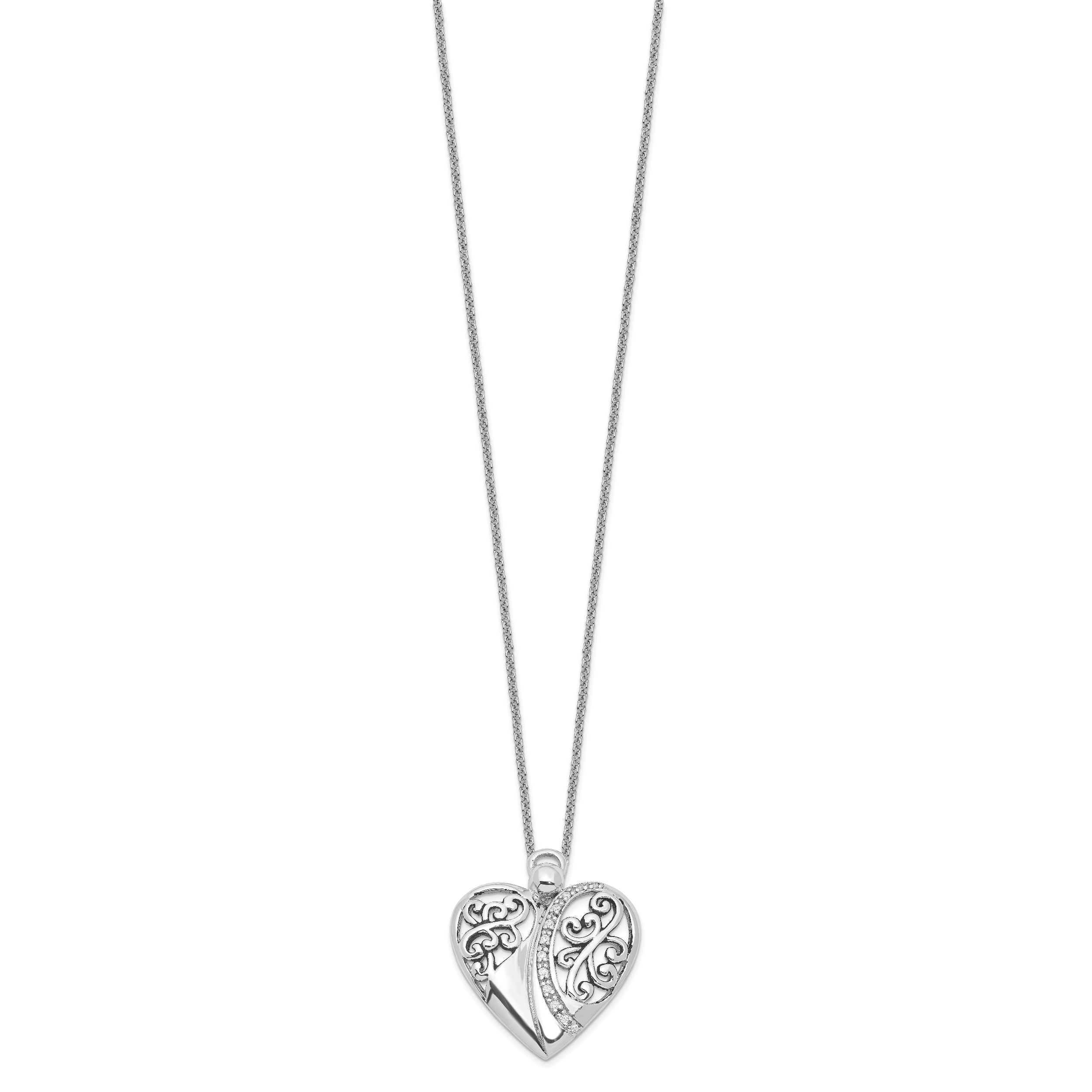 Sentimental Expressions Sterling Silver Rhodium-plated CZ Antiqued 18in Angel of Love Necklace