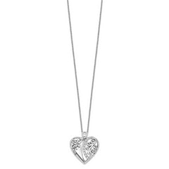 Sentimental Expressions Sterling Silver Rhodium-plated CZ Antiqued 18in Angel of Love Necklace