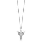 Sentimental Expressions Sterling Silver Rhodium-plated CZ Antiqued Angel of Blessing 18in Necklace
