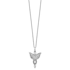 Sentimental Expressions Sterling Silver Rhodium-plated CZ Antiqued Angel of Blessing 18in Necklace