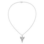 Sentimental Expressions Sterling Silver Rhodium-plated CZ Antiqued Angel of Blessing 18in Necklace