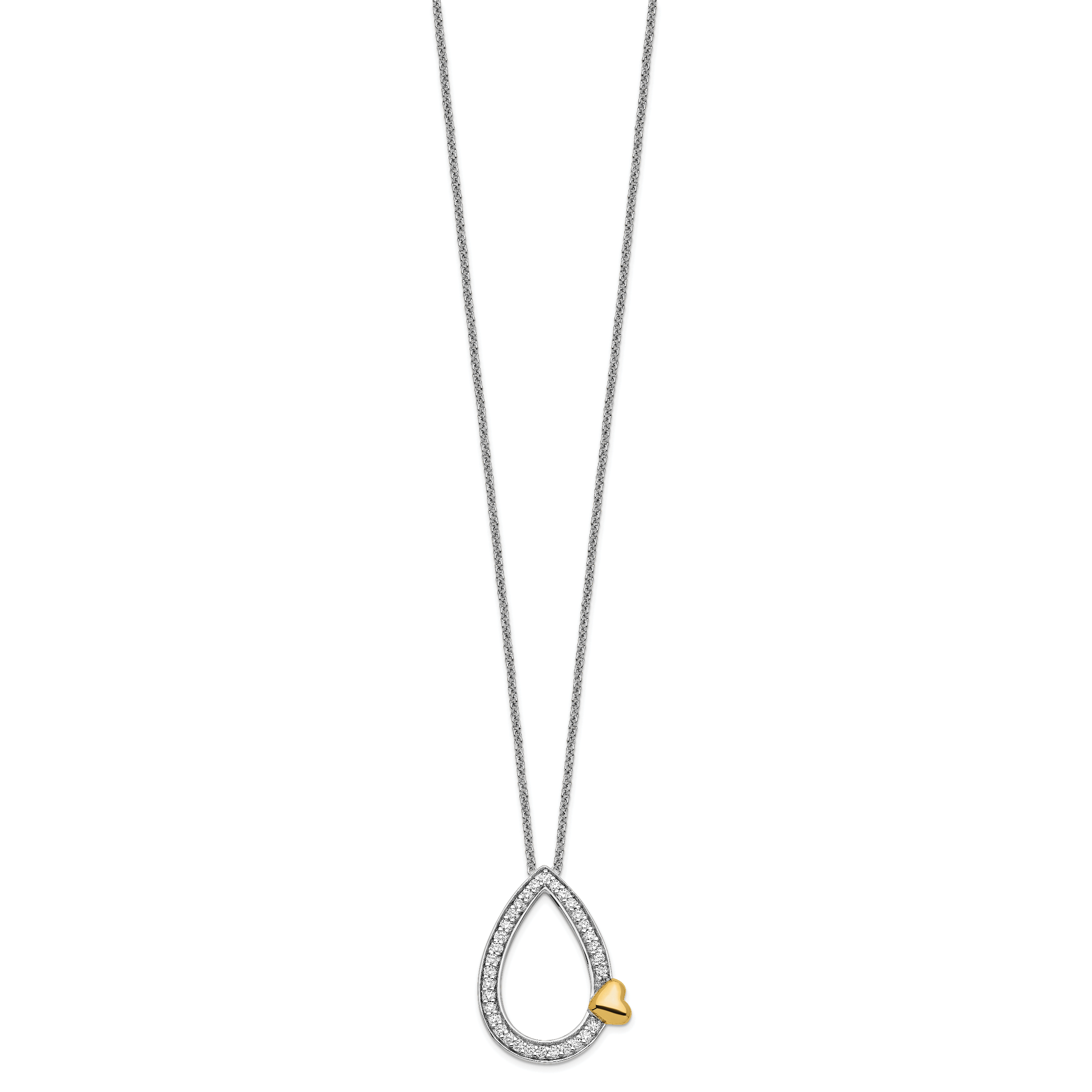 Sentimental Expressions Sterling Silver Gold-plated CZ A Tear of Love 18in Necklace Secondary image