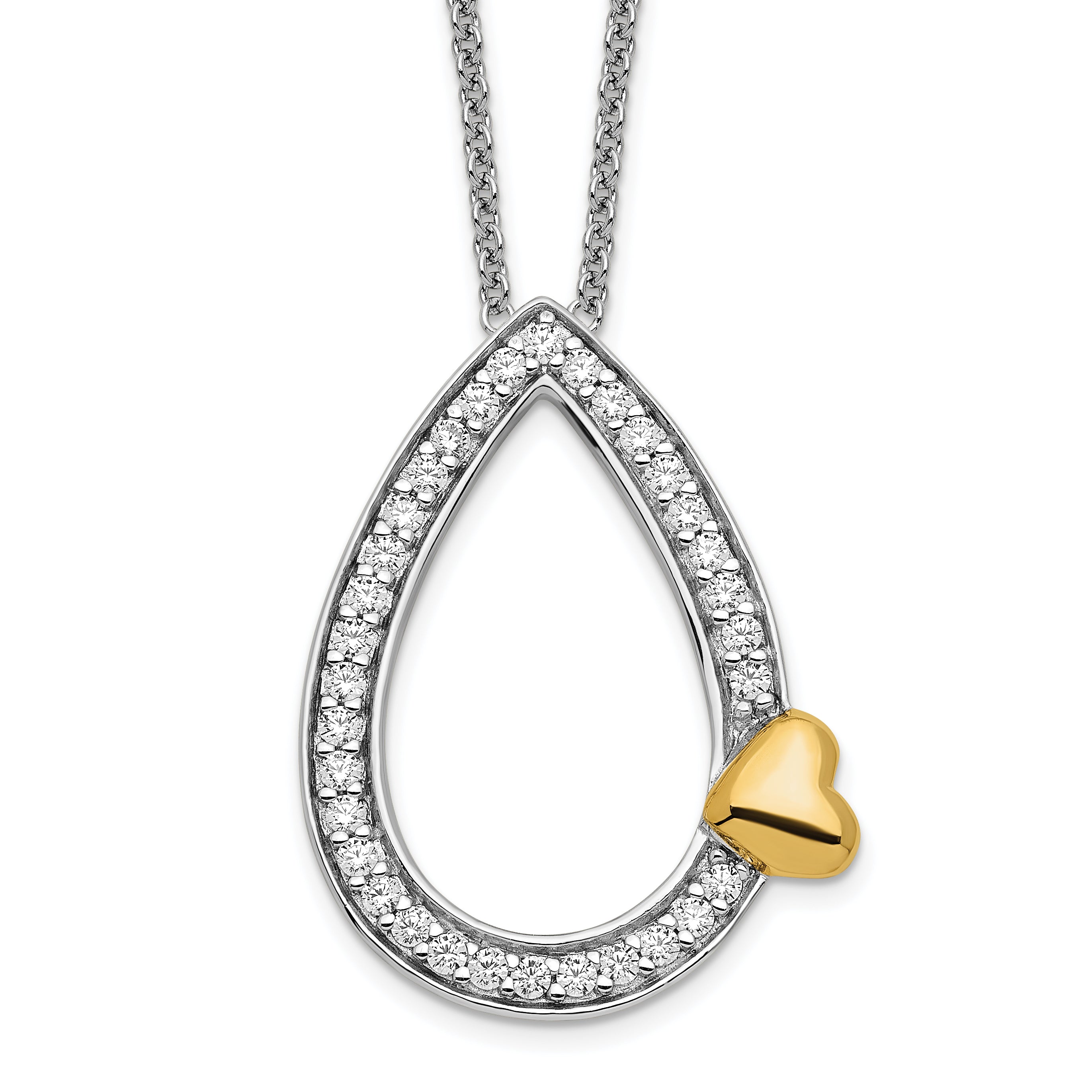 Sentimental Expressions Sterling Silver Gold-plated CZ A Tear of Love 18in Necklace Main image