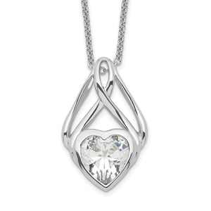 Cubic Zirconia Around My Heart Necklace in Sterling Silver, 18 Inch - Sophia Jewelers