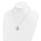 Sentimental Expressions Sterling Silver Rhodium and Gold-plated CZ I Love You More Each Day Heart 18 inch Necklace with Poem Card