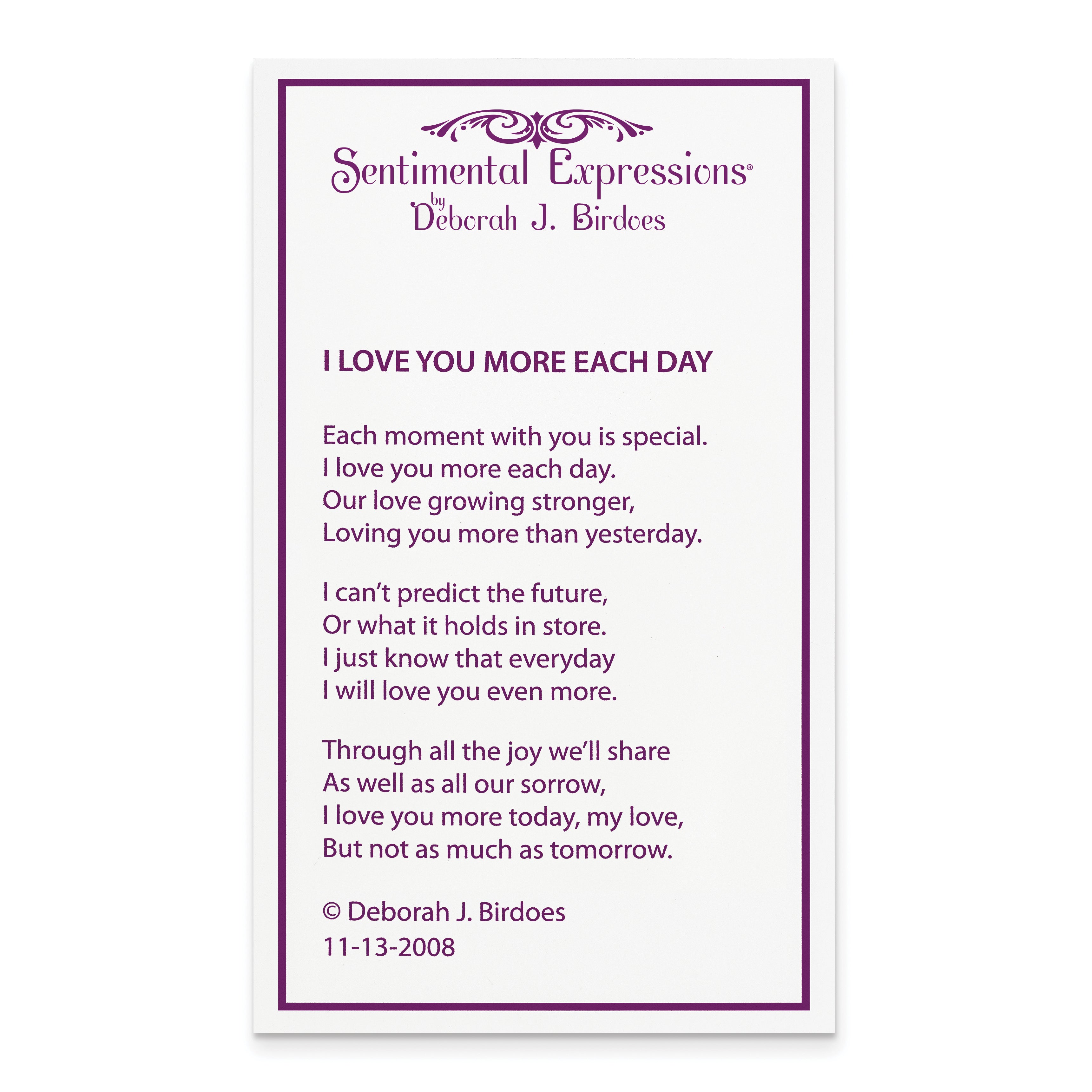 Sentimental Expressions Sterling Silver Rhodium and Gold-plated CZ I Love You More Each Day Heart 18 inch Necklace with Poem Card