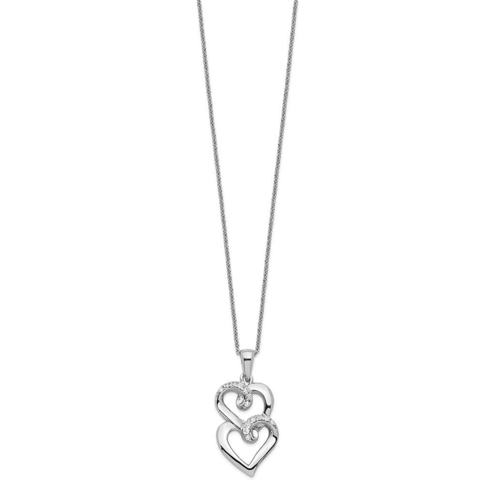 Sentimental Expressions Sterling Silver Rhodium-plated CZ To My Sister 18in Heart Necklace